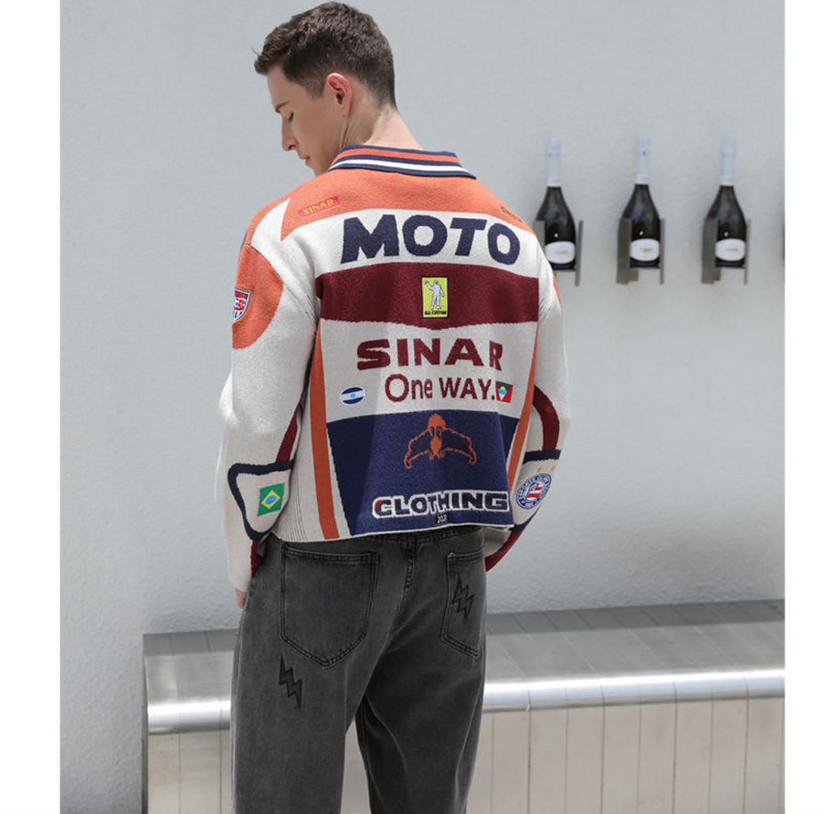 Custom Logo Men’s Vintage Racing Sweater