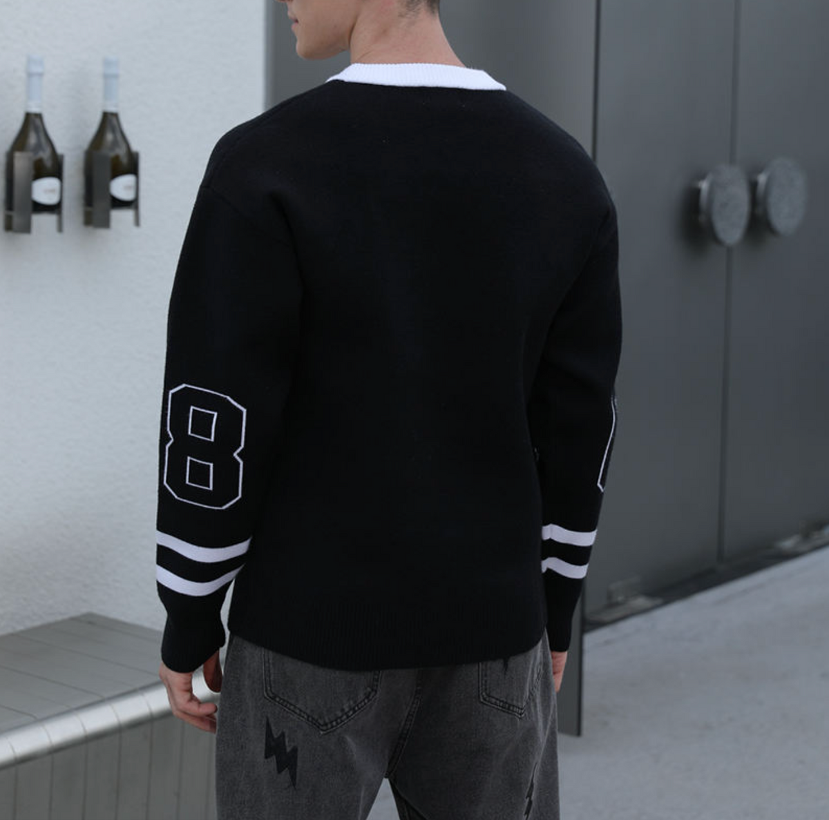 Custom Logo Men’s V-Neck Football Sweater