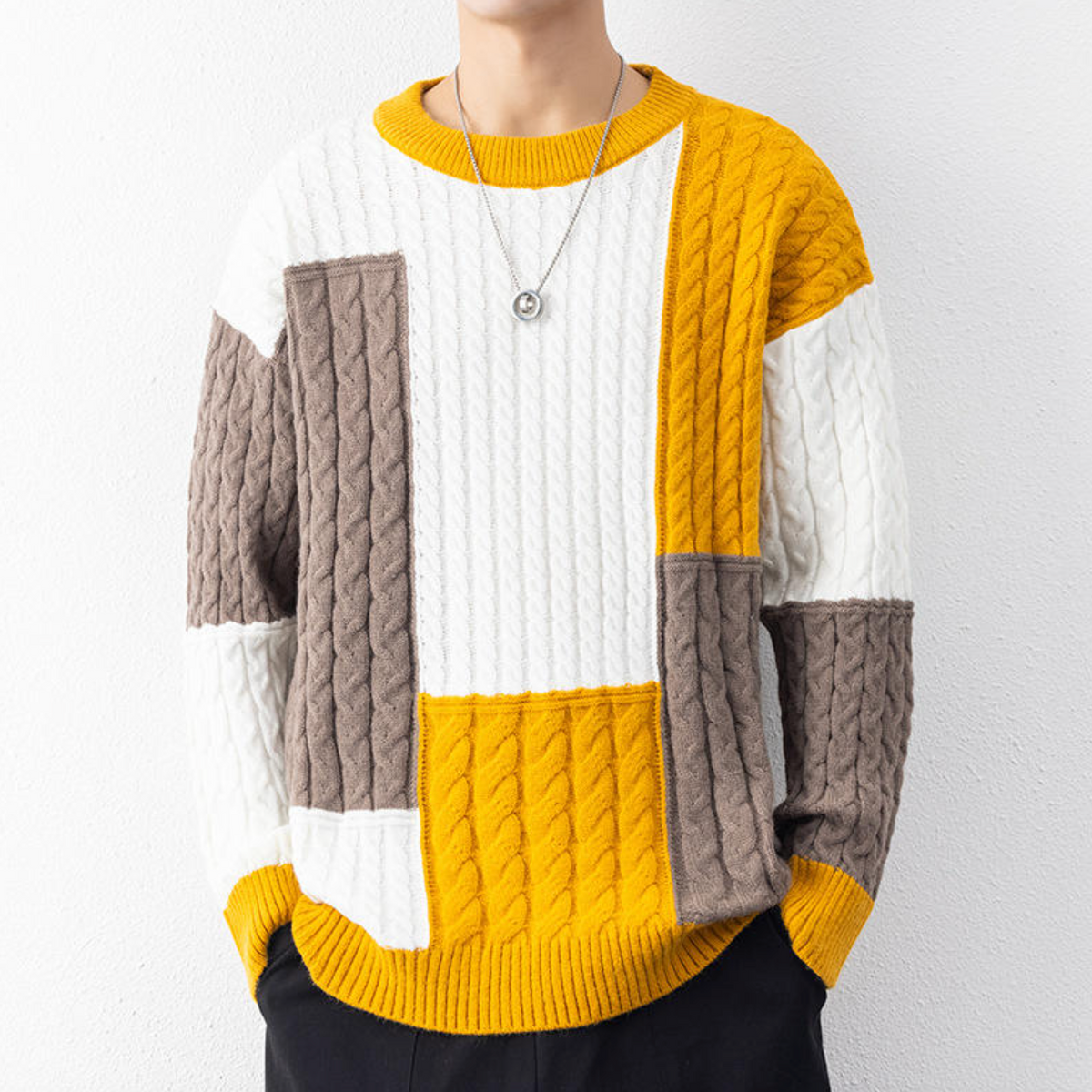 Custom Logo Men’s Cable Knit Sweater