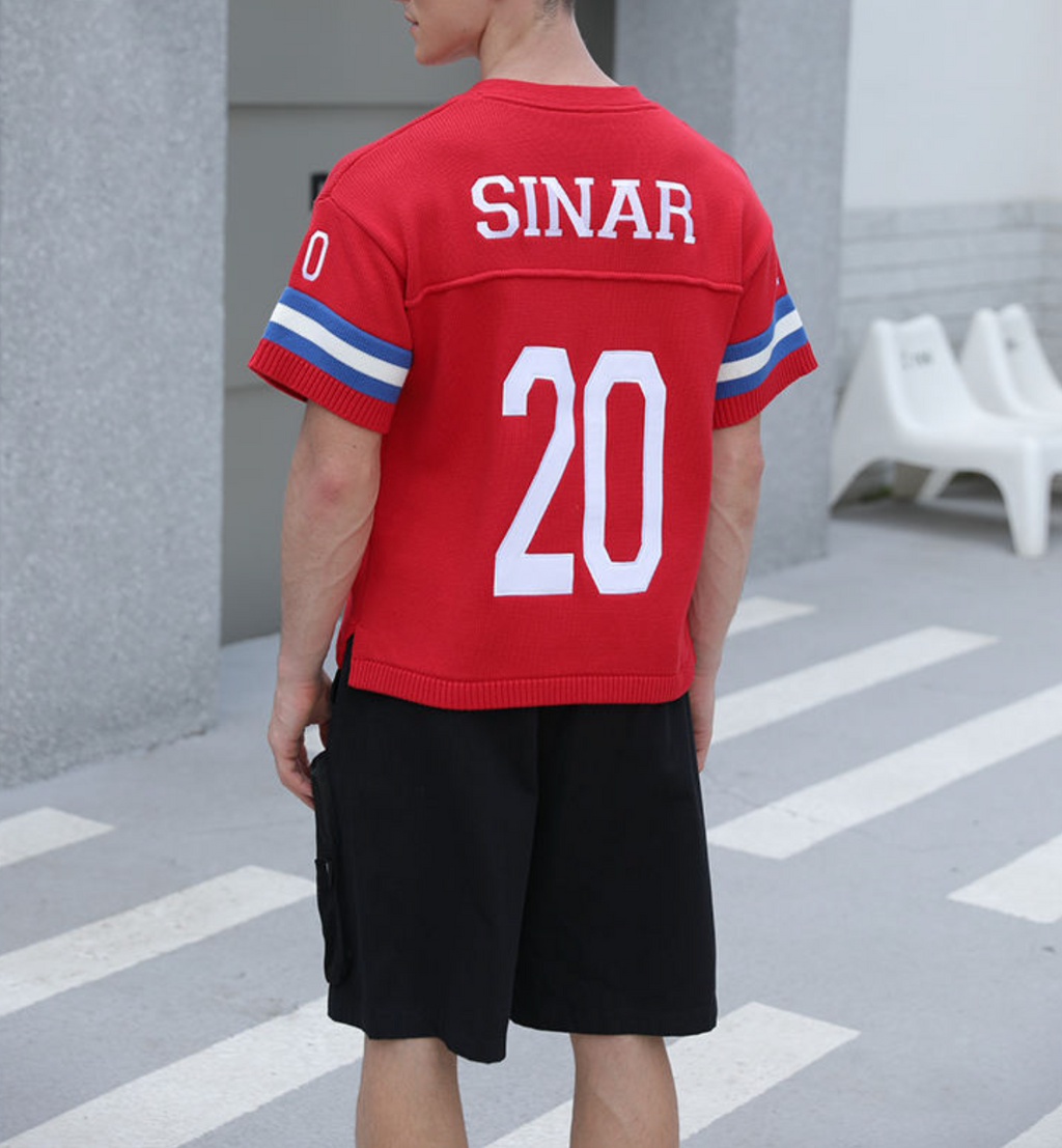 Custom LOGO Men Sweater OEM Short Sleeve Casual Knitwear Pullover Football Jumper Polo Shirts Knit Top Knitted Jersey Sweater