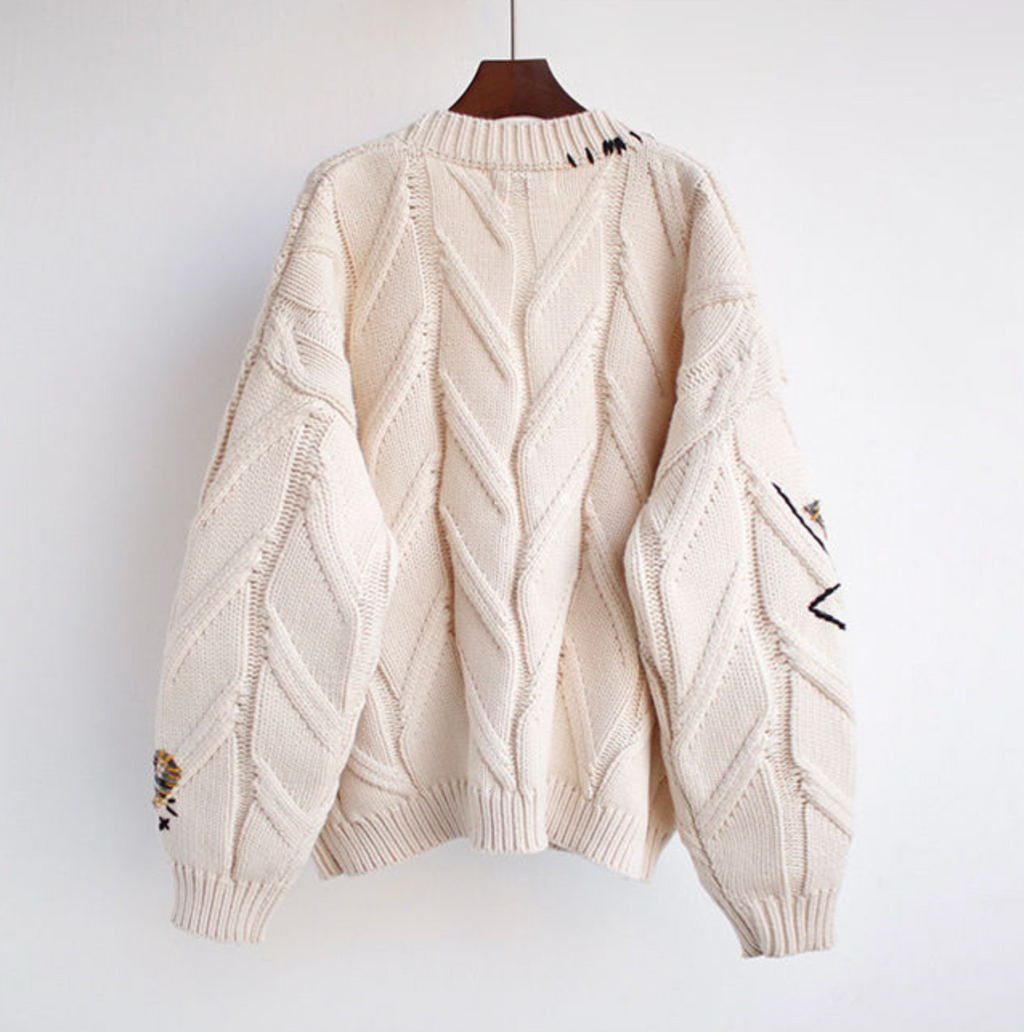 Custom Logo Women’s Embroidered Knit Sweater